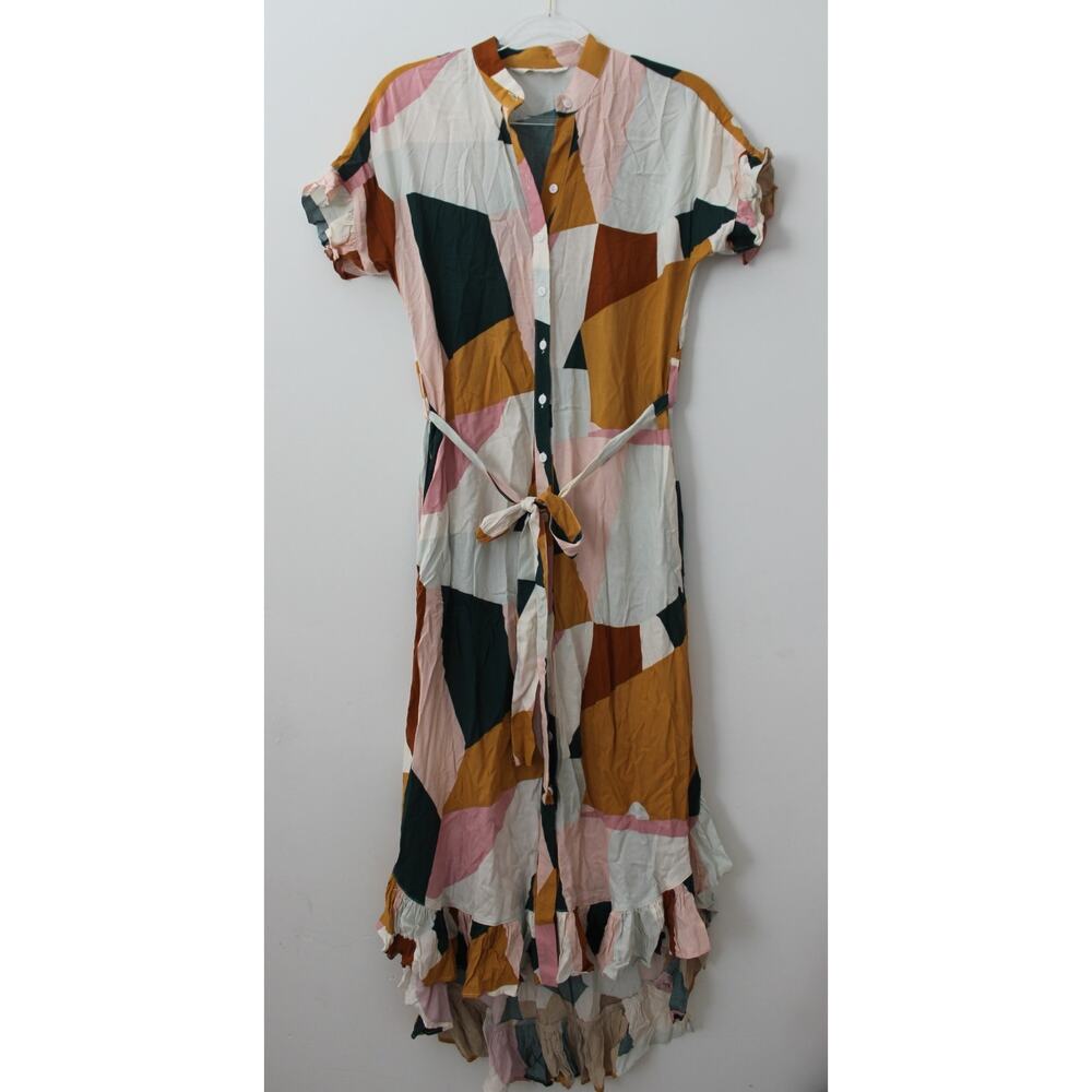 Downeast Womens Shirt Dress Button Front Pockets Multicolor Size S Pre-Owned